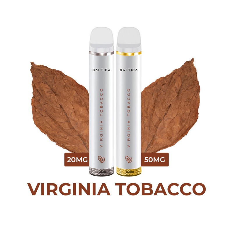 Saltica Virginia Tobacco tek kullanımlık vape kalemleri 20mg ve 50mg nikotinli.
