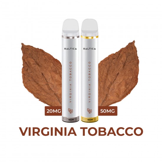 Saltica Virginia Tobacco tek kullanımlık vape kalemleri 20mg ve 50mg nikotinli.