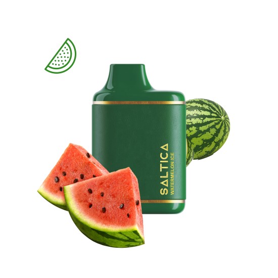 Saltica Leather 7000 Watermelon Ice tek kullanımlık vape, yeşil gövde.